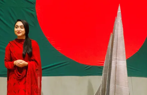 Nishat with flag